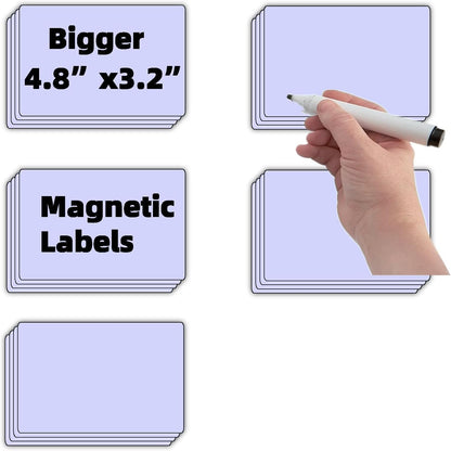STTMGN Dry Erase Magnetic Labels (1x3,Pack of 60),Write On Magnets Sticker,Real Waterproof/Reusable for Classroom&Office&Cabinet&whiteboard&Fridge&More (Multicolor)