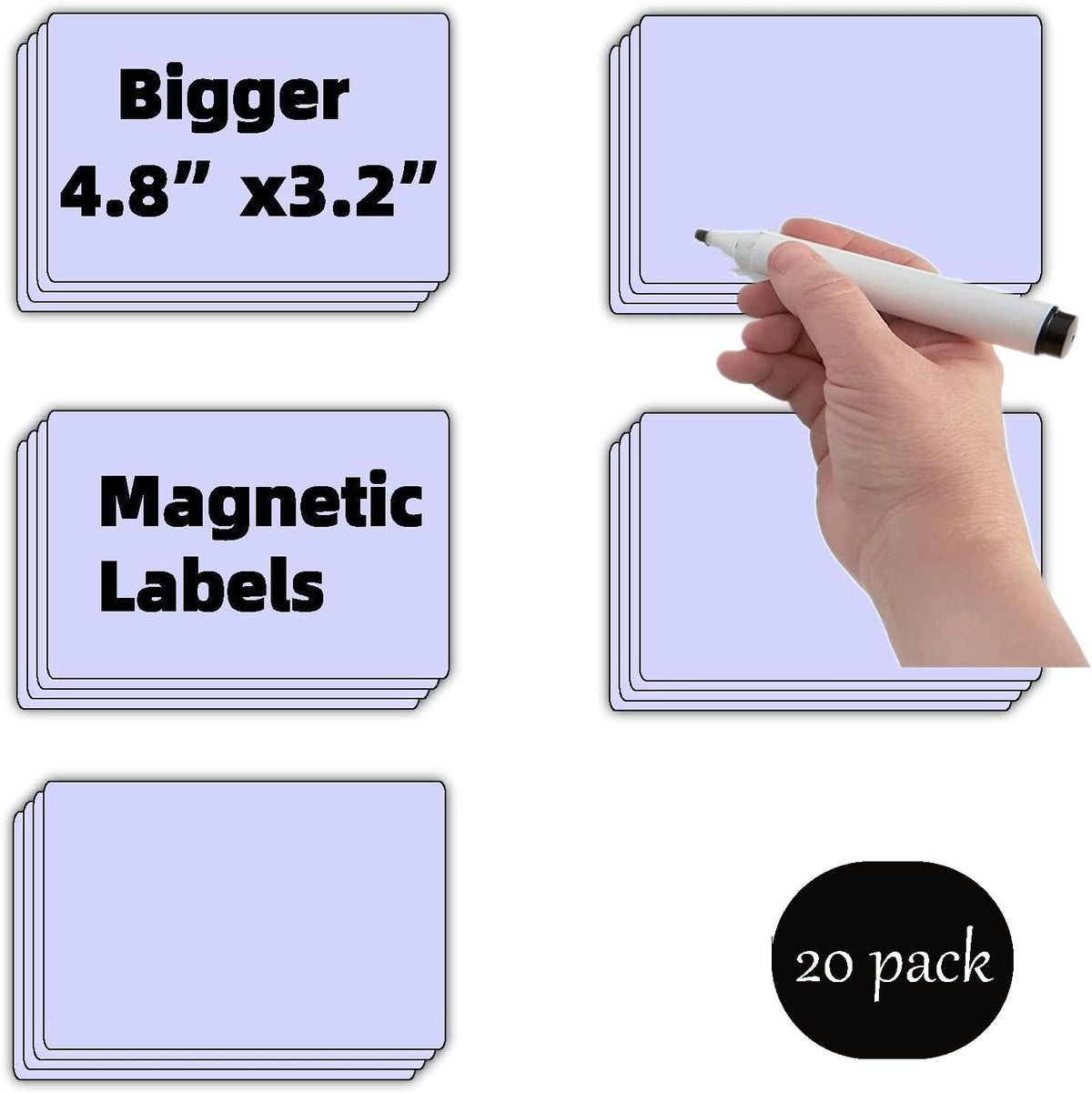 STTMGN Dry Erase Magnetic Labels (1x3,Pack of 60),Write On Magnets Sticker,Real Waterproof/Reusable for Classroom&Office&Cabinet&whiteboard&Fridge&More (Multicolor)