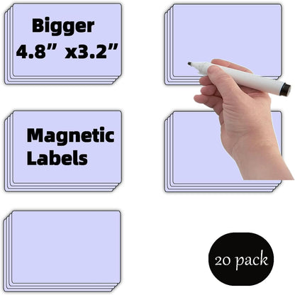 STTMGN Dry Erase Magnetic Labels (1x3,Pack of 60),Write On Magnets Sticker,Real Waterproof/Reusable for Classroom&Office&Cabinet&whiteboard&Fridge&More (Multicolor)