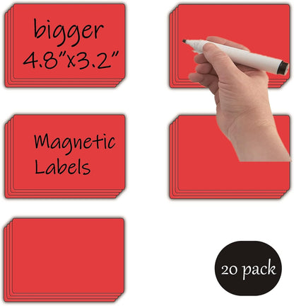 STTMGN Dry Erase Magnetic Labels (1x3,Pack of 60),Write On Magnets Sticker,Real Waterproof/Reusable for Classroom&Office&Cabinet&whiteboard&Fridge&More (Multicolor)