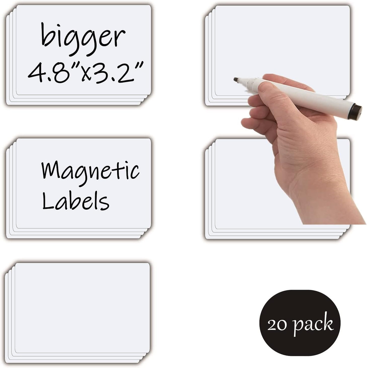STTMGN Dry Erase Magnetic Labels (1x3,Pack of 60),Write On Magnets Sticker,Real Waterproof/Reusable for Classroom&Office&Cabinet&whiteboard&Fridge&More (Multicolor)