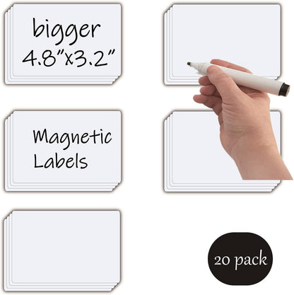 STTMGN Dry Erase Magnetic Labels (1x3,Pack of 60),Write On Magnets Sticker,Real Waterproof/Reusable for Classroom&Office&Cabinet&whiteboard&Fridge&More (Multicolor)