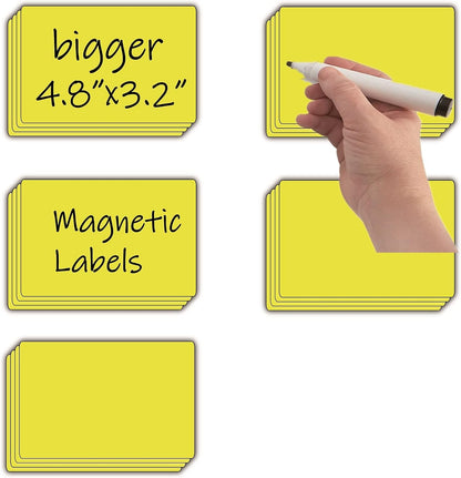 STTMGN Dry Erase Magnetic Labels (1x3,Pack of 60),Write On Magnets Sticker,Real Waterproof/Reusable for Classroom&Office&Cabinet&whiteboard&Fridge&More (Multicolor)