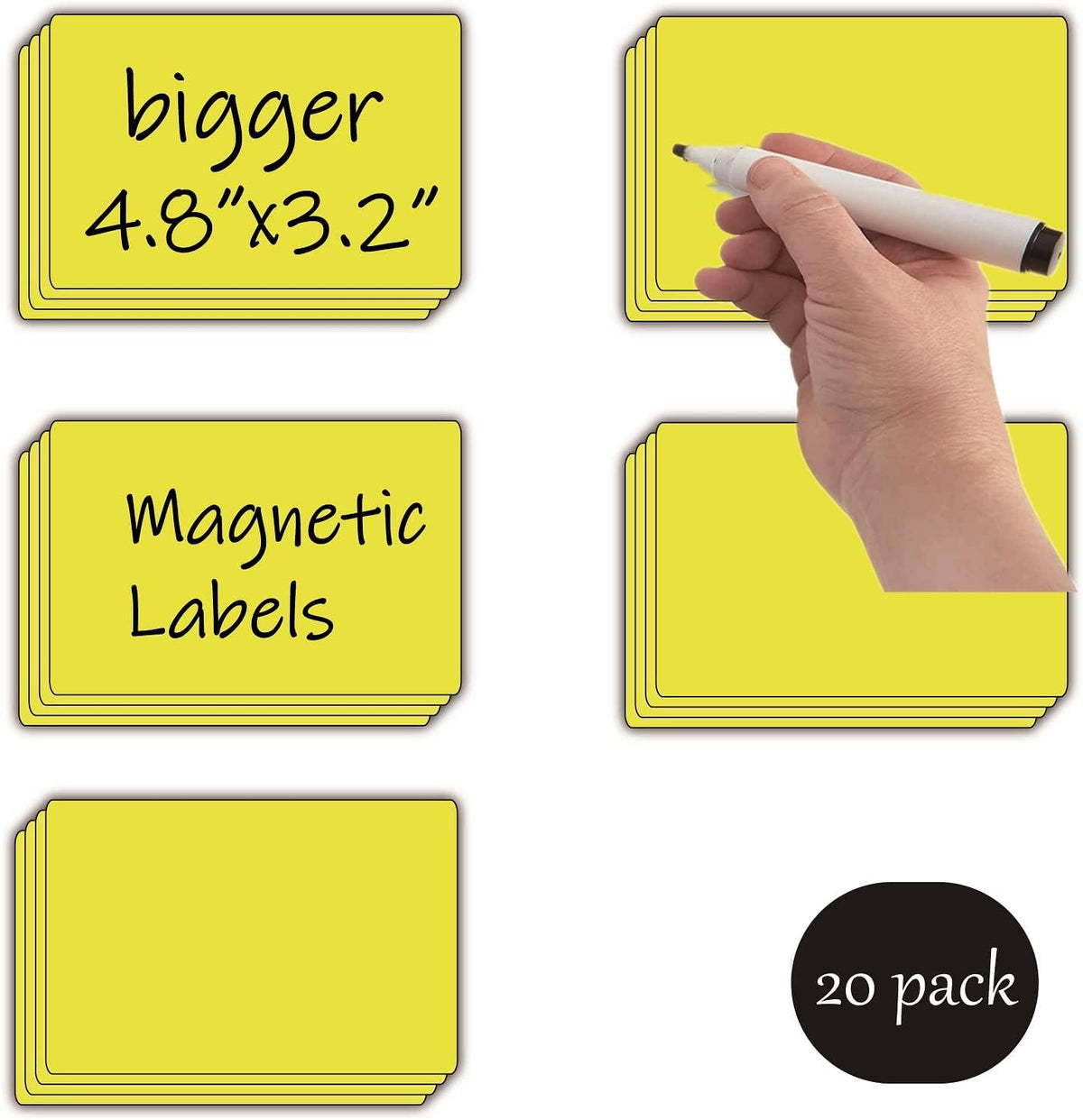 STTMGN Dry Erase Magnetic Labels (1x3,Pack of 60),Write On Magnets Sticker,Real Waterproof/Reusable for Classroom&Office&Cabinet&whiteboard&Fridge&More (Multicolor)