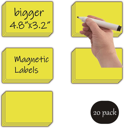 STTMGN Dry Erase Magnetic Labels (1x3,Pack of 60),Write On Magnets Sticker,Real Waterproof/Reusable for Classroom&Office&Cabinet&whiteboard&Fridge&More (Multicolor)