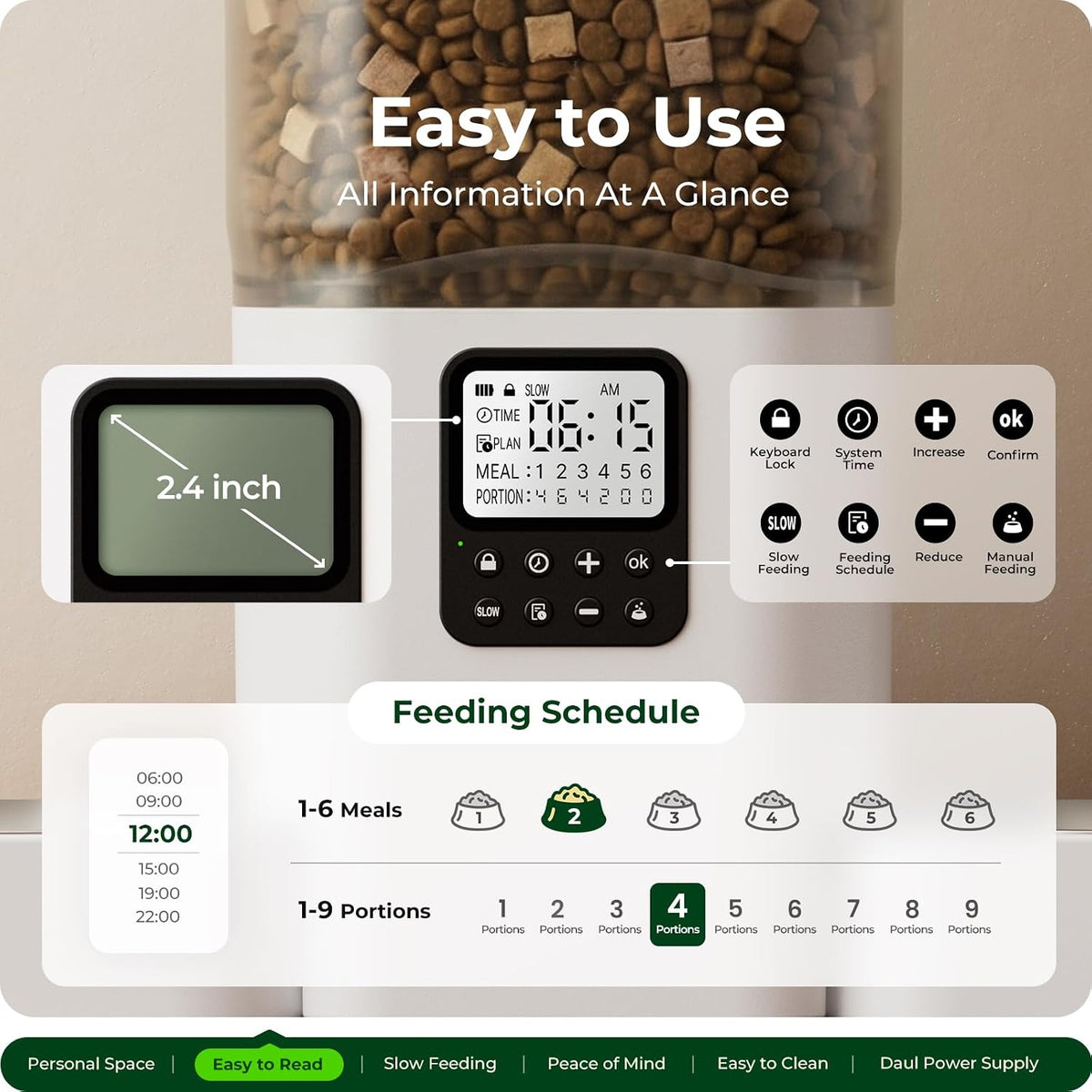 Automatic Cat Feeder with Two 1080P Camera for 2 Cats: 7L Automatic Dog Feeder with Night Vision & Slow Feed, 5G WiFi Auto Cat Food Dispenser for Multiple Pet,Detachable for Clean(ACF180W-C)