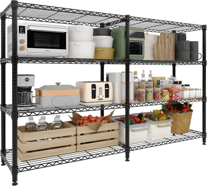 5-Tier Metal Storage Shelves, 60" Wide Wire Shelving Unit, 1325LBS Load Heavy Duty Adjustable Corner Standing Shelf Rack, H/L-Shaped, for Garage. Kitchen, Pantry, Basement,13.8" D x 70.5" H