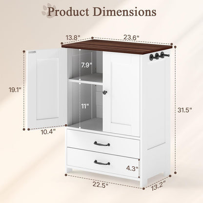 Dog Food Storage Cabinet with 2 Raised Dog Bowls and Storage