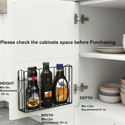 Kitchen Wrap Organizer Rack Wall Mount, Cabinet Door Storage Basket, Sturdy Metal Aluminum Foil Holder for Sandwich Bag, Wax Paper, Plastic Wrap, Food Bag, Cutting Boards, Black