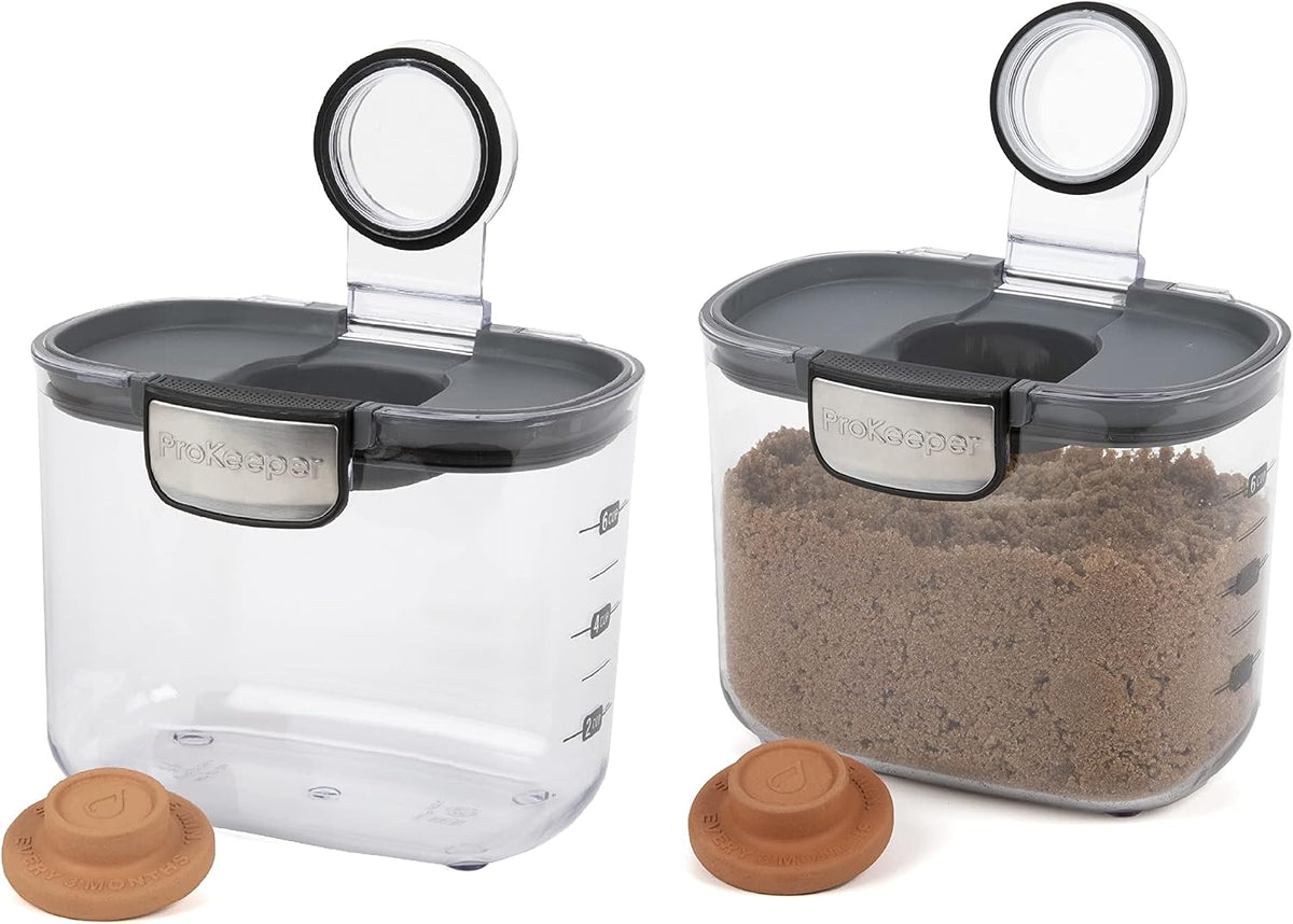 ProKeeper+ Clear Plastic Airtight Food Baker's Kitchen Storage Organization Container Canister Set with Magnetic Accessories, 2- Piece Set (Grain 2.5-Quart)