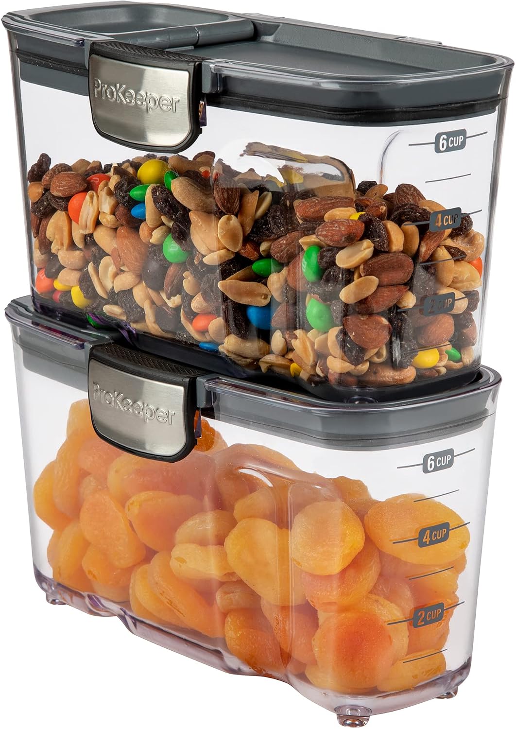 ProKeeper+ Clear Plastic Airtight Food Baker's Kitchen Storage Organization Container Canister Set with Magnetic Accessories, 2- Piece Set (Grain 2.5-Quart)
