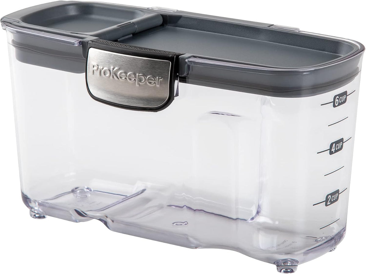 ProKeeper+ Clear Plastic Airtight Food Baker's Kitchen Storage Organization Container Canister Set with Magnetic Accessories, 2- Piece Set (Grain 2.5-Quart)