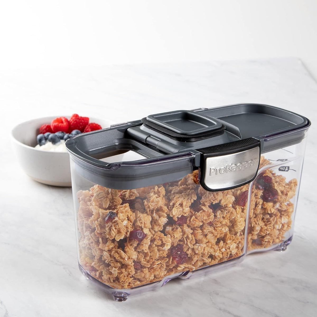 ProKeeper+ Clear Plastic Airtight Food Baker's Kitchen Storage Organization Container Canister Set with Magnetic Accessories, 2- Piece Set (Grain 2.5-Quart)