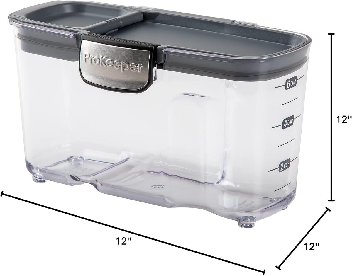 ProKeeper+ Clear Plastic Airtight Food Baker's Kitchen Storage Organization Container Canister Set with Magnetic Accessories, 2- Piece Set (Grain 2.5-Quart)