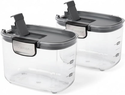 ProKeeper+ Clear Plastic Airtight Food Baker's Kitchen Storage Organization Container Canister Set with Magnetic Accessories, 2- Piece Set (Grain 2.5-Quart)