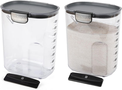 ProKeeper+ Clear Plastic Airtight Food Baker's Kitchen Storage Organization Container Canister Set with Magnetic Accessories, 2- Piece Set (Grain 2.5-Quart)