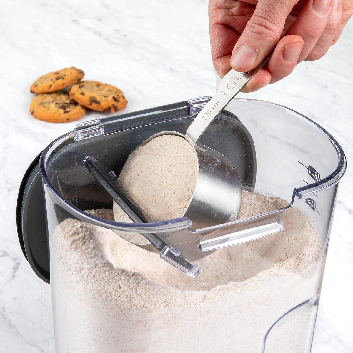 ProKeeper+ Clear Plastic Airtight Food Baker's Kitchen Storage Organization Container Canister Set with Magnetic Accessories, 2- Piece Set (Grain 2.5-Quart)