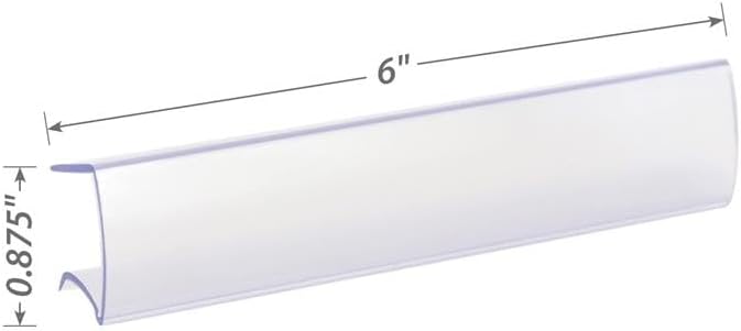 Shelf Clip Label Holder | 0.875" x 6" Clear Plastic, for .75" Thick Shelves, 10 Holders/Pack