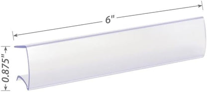 Shelf Clip Label Holder | 0.875" x 6" Clear Plastic, for .75" Thick Shelves, 10 Holders/Pack