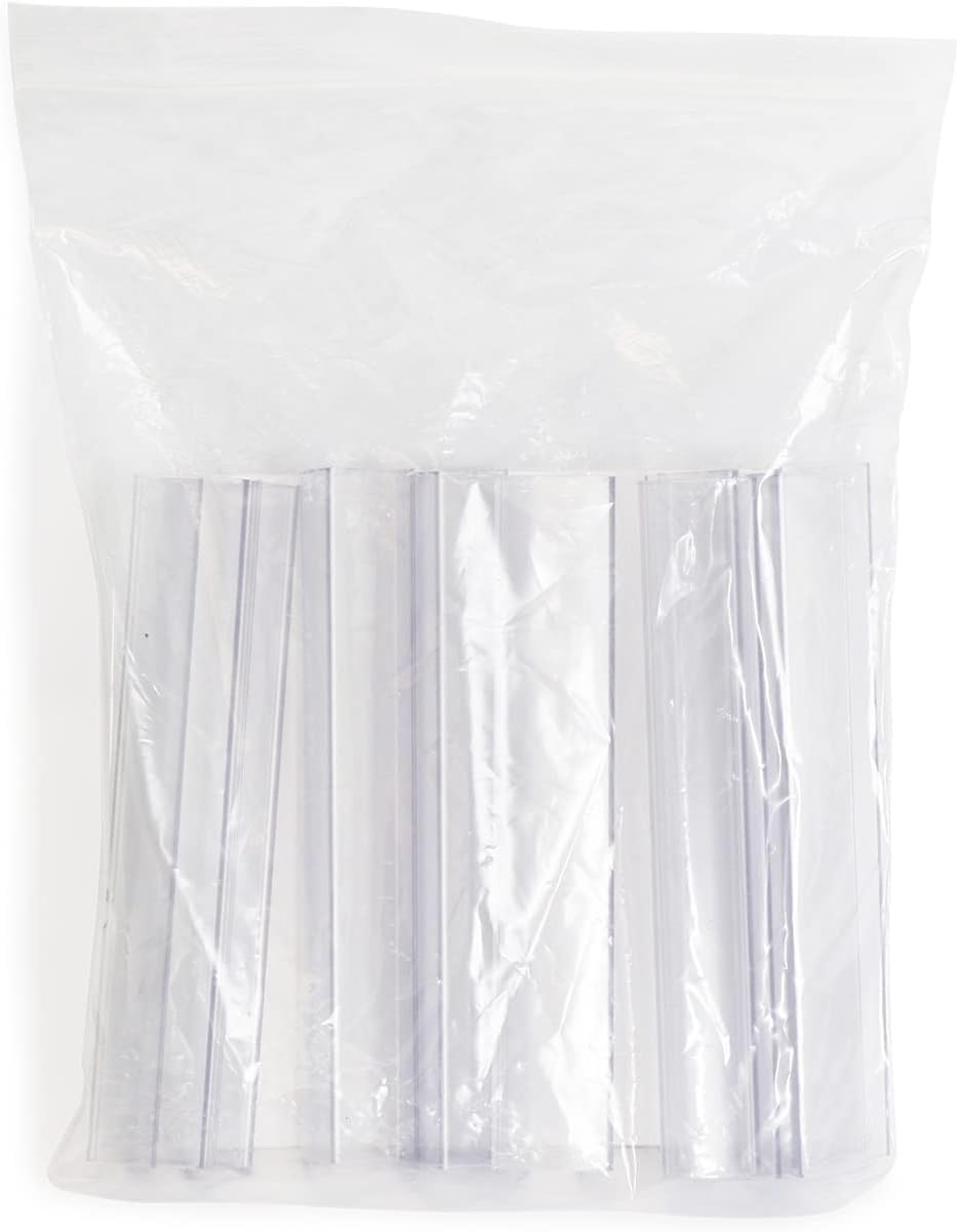 Shelf Clip Label Holder | 0.875" x 6" Clear Plastic, for .75" Thick Shelves, 10 Holders/Pack