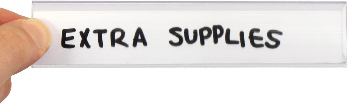 Shelf Clip Label Holder | 0.875" x 6" Clear Plastic, for .75" Thick Shelves, 10 Holders/Pack