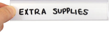 Shelf Clip Label Holder | 0.875" x 6" Clear Plastic, for .75" Thick Shelves, 10 Holders/Pack