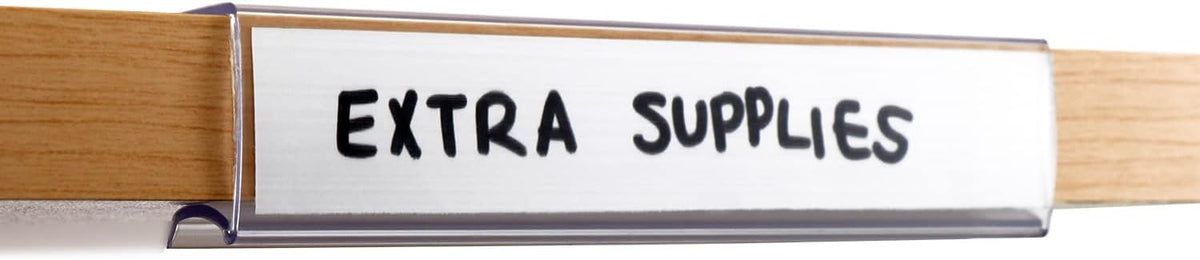 Shelf Clip Label Holder | 0.875" x 6" Clear Plastic, for .75" Thick Shelves, 10 Holders/Pack