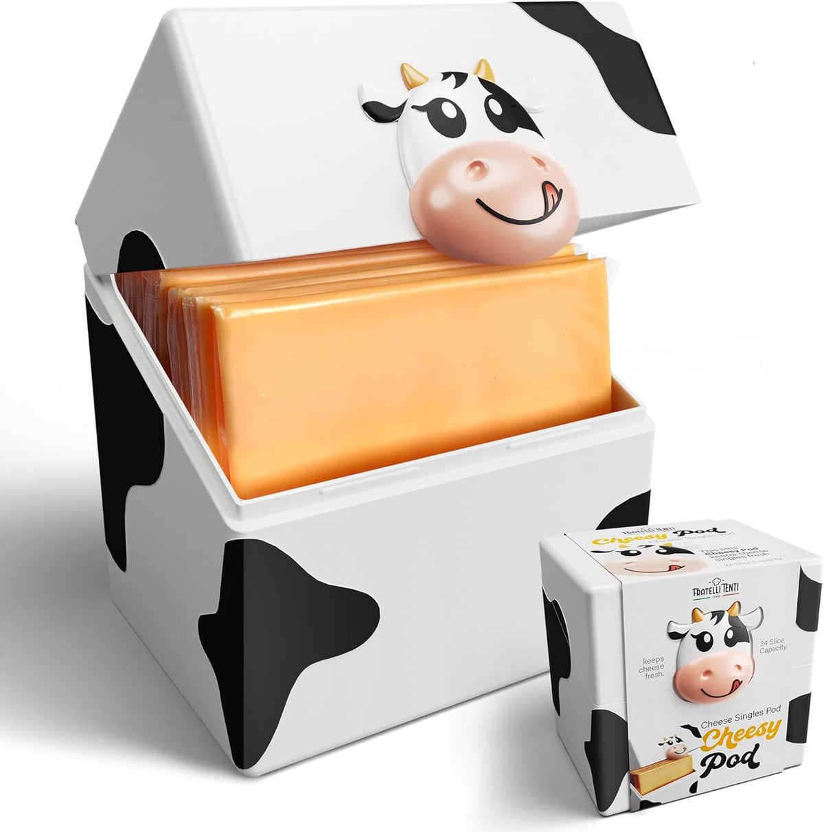 Cheesy Pod – Sliced Cheese Container for Fridge - Airtight, BPA-Free Plastic Storage for Deli Cheese Slices – Stackable, Dishwasher-Safe, and Odor-Free – Keeps Cheese Fresh Longer