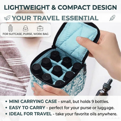 9 Bottles Essential Oil Carrying Case with Thick Foam Protection, Portable and Shockproof Organizer for 5ml to 10ml,15ml Bottles, Nail Polish, Roller Balls and Travel (Aqua Green)
