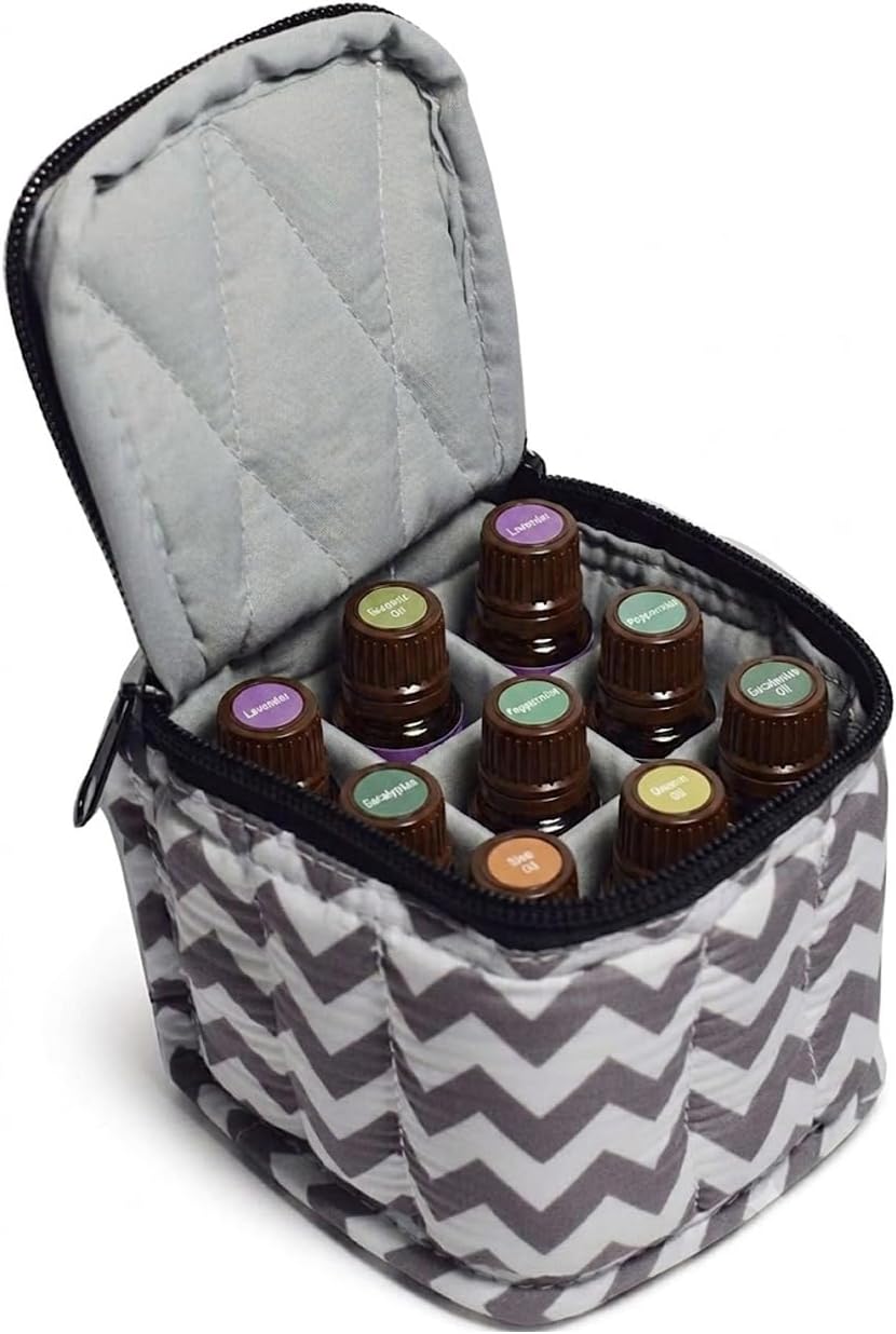 9 Bottles Essential Oil Carrying Case with Thick Foam Protection, Portable and Shockproof Organizer for 5ml to 10ml,15ml Bottles, Nail Polish, Roller Balls and Travel (Aqua Green)