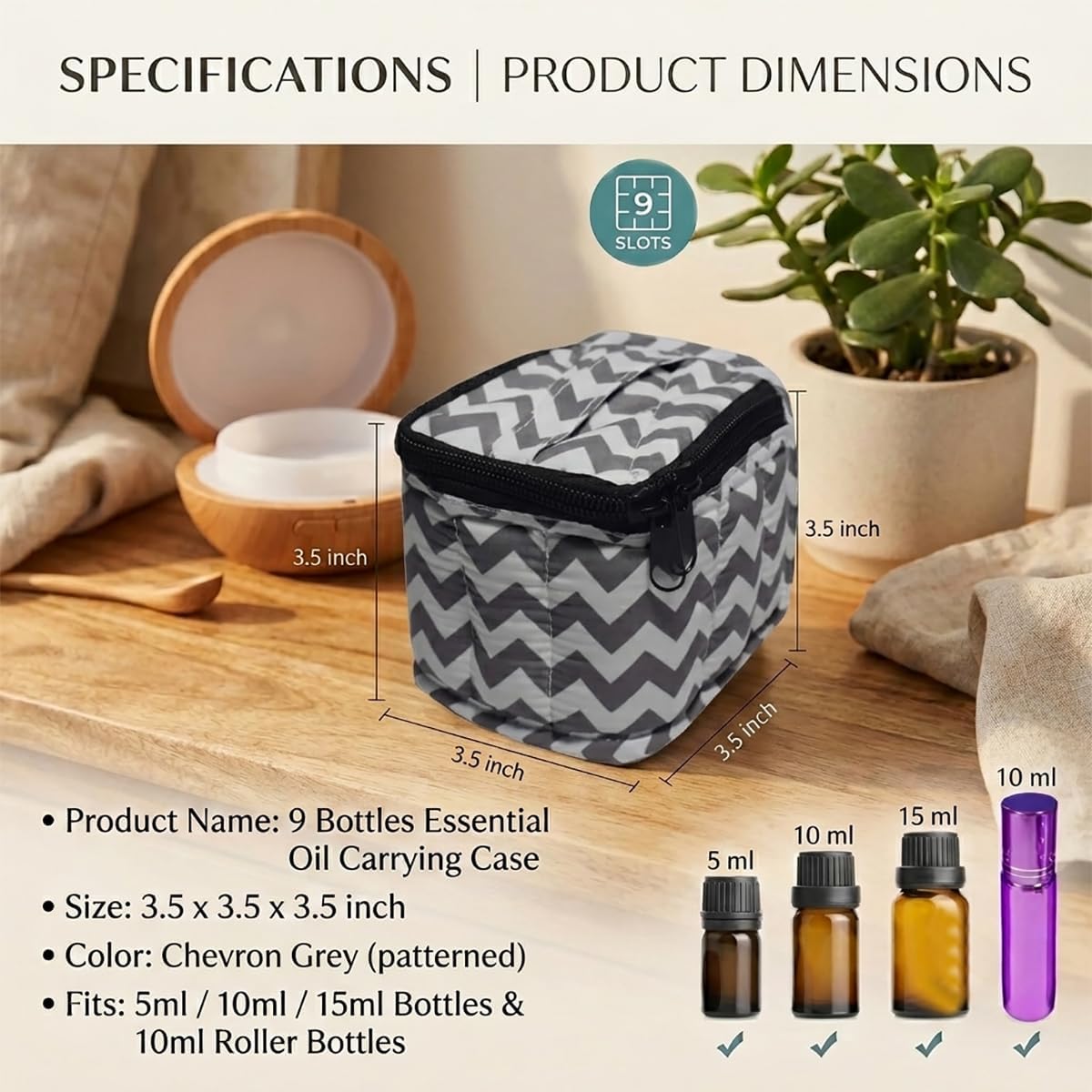 9 Bottles Essential Oil Carrying Case with Thick Foam Protection, Portable and Shockproof Organizer for 5ml to 10ml,15ml Bottles, Nail Polish, Roller Balls and Travel (Aqua Green)