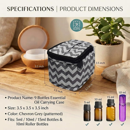 9 Bottles Essential Oil Carrying Case with Thick Foam Protection, Portable and Shockproof Organizer for 5ml to 10ml,15ml Bottles, Nail Polish, Roller Balls and Travel (Aqua Green)