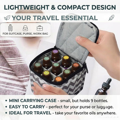 9 Bottles Essential Oil Carrying Case with Thick Foam Protection, Portable and Shockproof Organizer for 5ml to 10ml,15ml Bottles, Nail Polish, Roller Balls and Travel (Aqua Green)