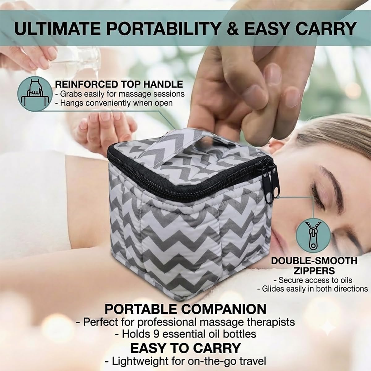 9 Bottles Essential Oil Carrying Case with Thick Foam Protection, Portable and Shockproof Organizer for 5ml to 10ml,15ml Bottles, Nail Polish, Roller Balls and Travel (Aqua Green)