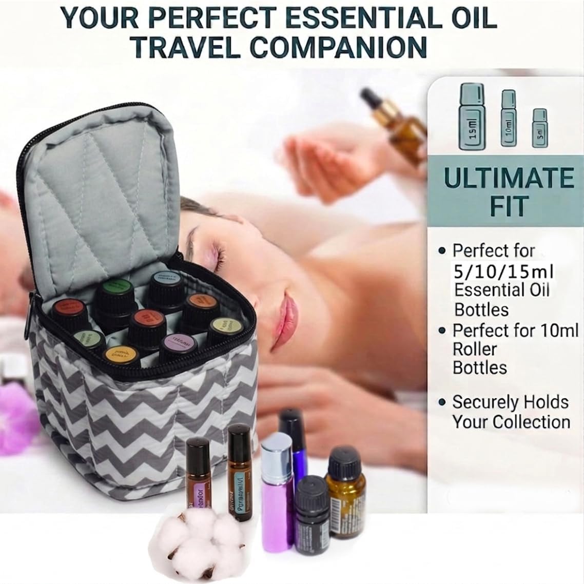 9 Bottles Essential Oil Carrying Case with Thick Foam Protection, Portable and Shockproof Organizer for 5ml to 10ml,15ml Bottles, Nail Polish, Roller Balls and Travel (Aqua Green)