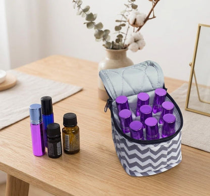 9 Bottles Essential Oil Carrying Case with Thick Foam Protection, Portable and Shockproof Organizer for 5ml to 10ml,15ml Bottles, Nail Polish, Roller Balls and Travel (Aqua Green)