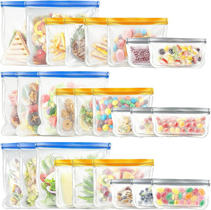 Reusable Silicone Freezer Bags, 12 Pack Leakproof Food Storage Bags Dishwasher Safe, Silicone Snack Bags Food Storage Containers for Meal Prep Containers, Salad Fruit, Vegetables, Home Organization
