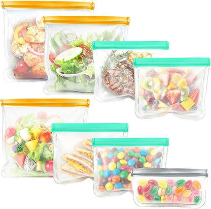 Reusable Silicone Freezer Bags, 12 Pack Leakproof Food Storage Bags Dishwasher Safe, Silicone Snack Bags Food Storage Containers for Meal Prep Containers, Salad Fruit, Vegetables, Home Organization