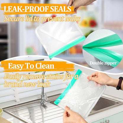 Reusable Silicone Freezer Bags, 12 Pack Leakproof Food Storage Bags Dishwasher Safe, Silicone Snack Bags Food Storage Containers for Meal Prep Containers, Salad Fruit, Vegetables, Home Organization
