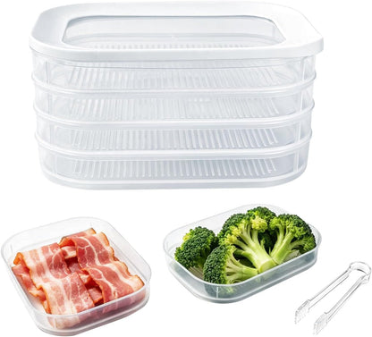 4 Layers Deli Meat Container for Fridge with Airtight Lid Clip