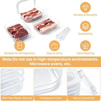 4 Layers Deli Meat Container for Fridge with Airtight Lid Clip
