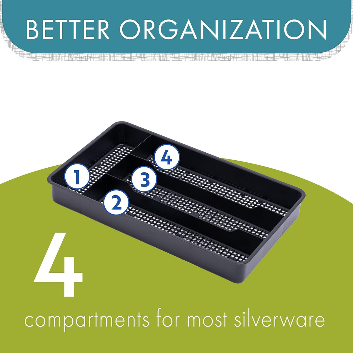 Small Utensil Silverware Kitchen Drawer Organizer, Black