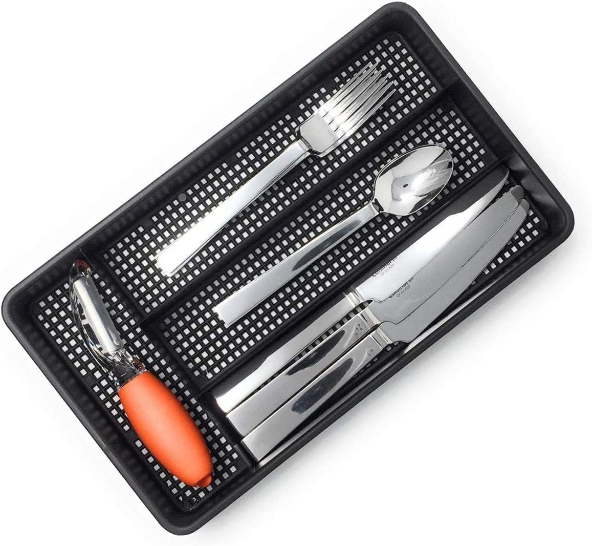 Small Utensil Silverware Kitchen Drawer Organizer, Black