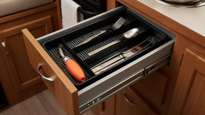 Small Utensil Silverware Kitchen Drawer Organizer, Black