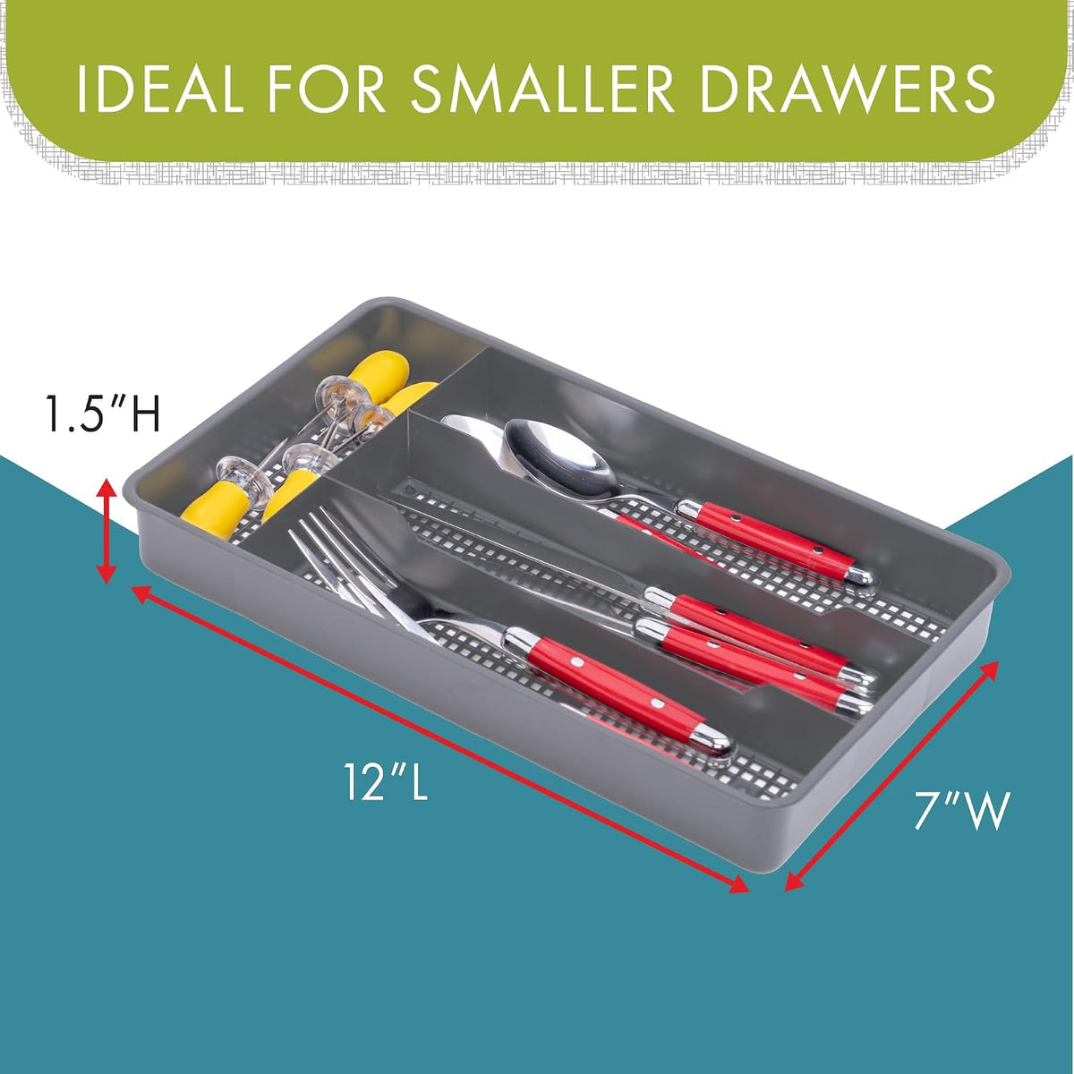 Small Utensil Silverware Kitchen Drawer Organizer, Black