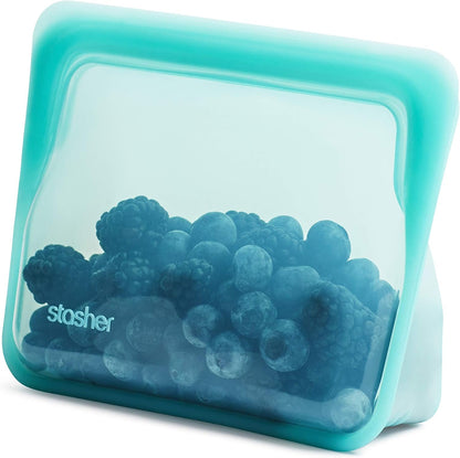 Reusable Silicone Food Storage Bag, Stand-Up Mid, Clear, 56 oz