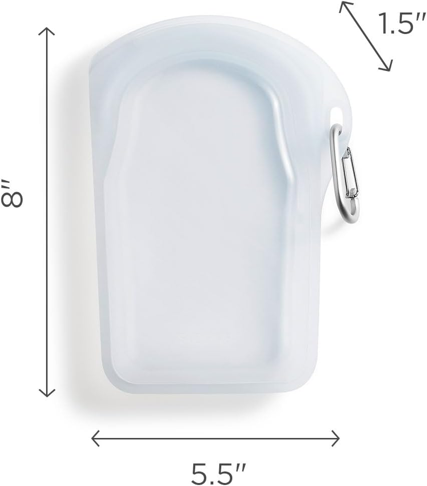 Reusable Silicone Food Storage Bag, Stand-Up Mid, Clear, 56 oz