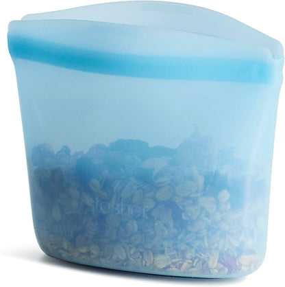 Reusable Silicone Food Storage Bag, Stand-Up Mid, Clear, 56 oz