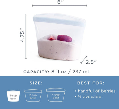 Reusable Silicone Food Storage Bag, Stand-Up Mid, Clear, 56 oz