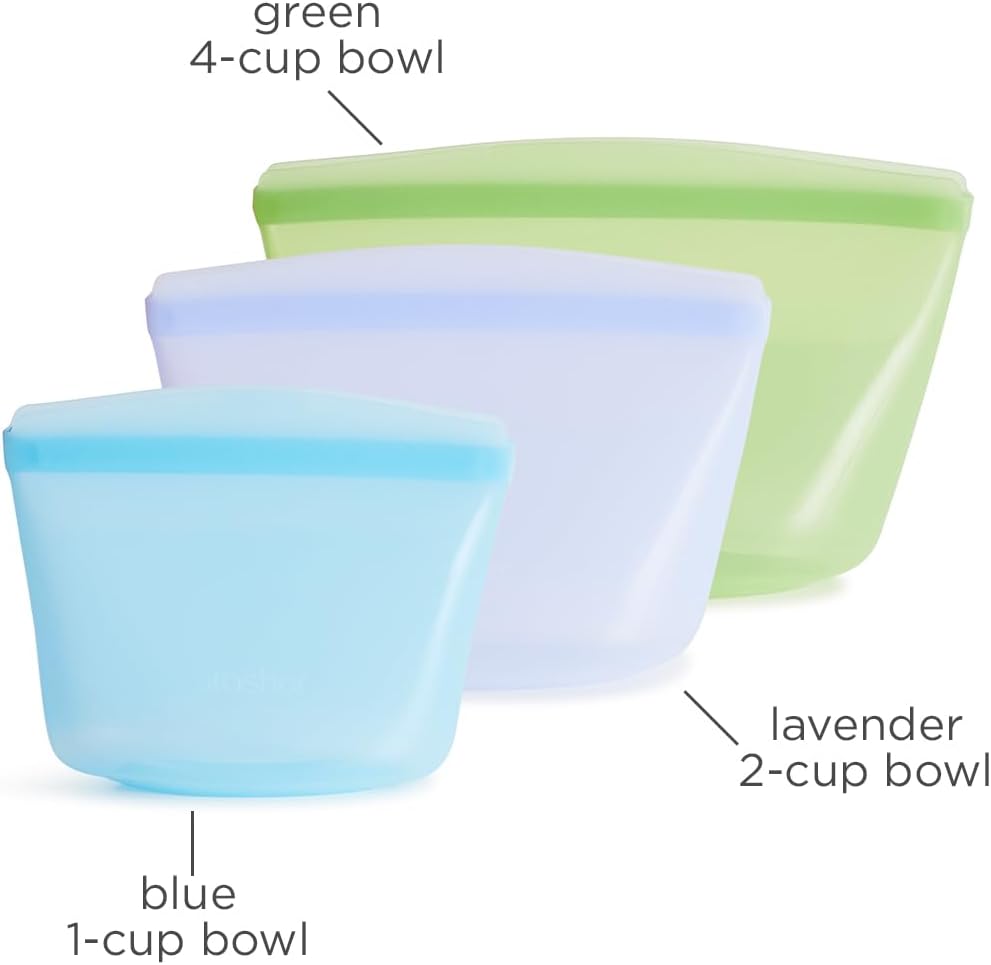Reusable Silicone Food Storage Bag, Stand-Up Mid, Clear, 56 oz